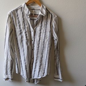 Free People Striped Button Up Blouse